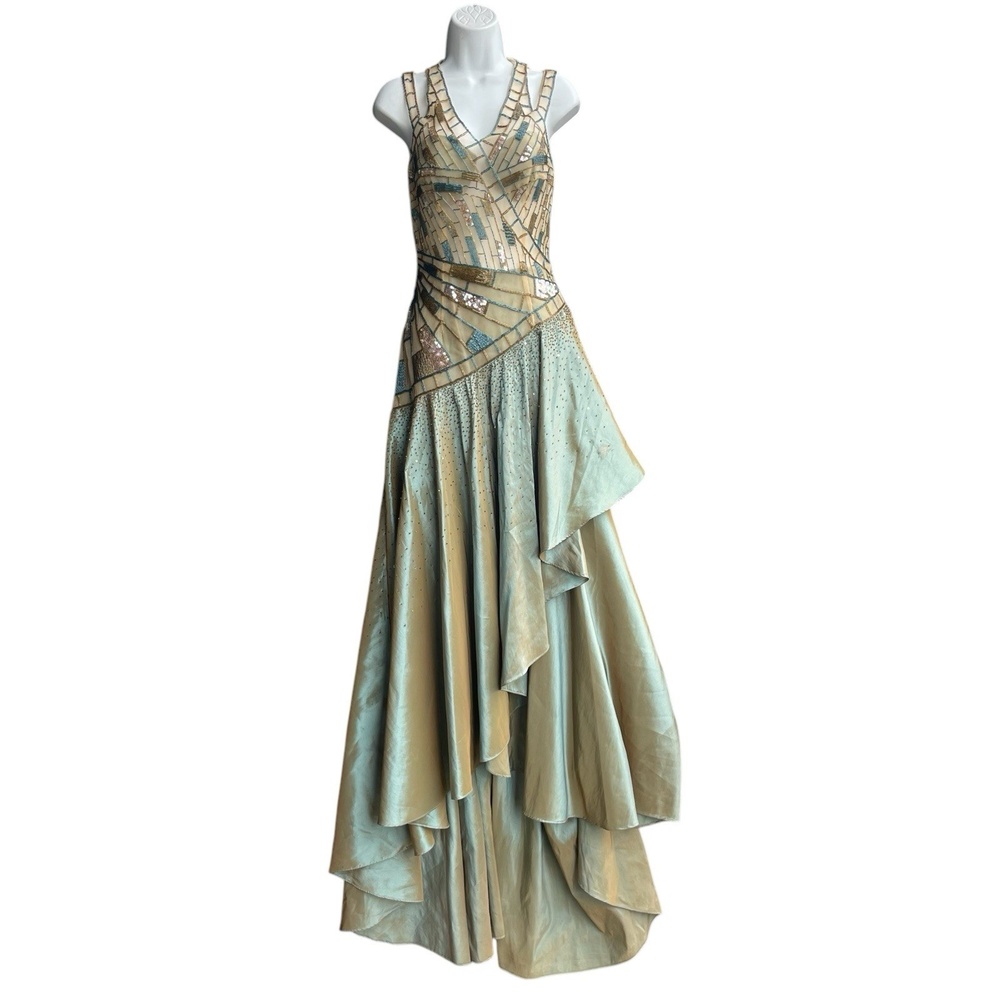 Elegant Gold and Cream Prom Dress